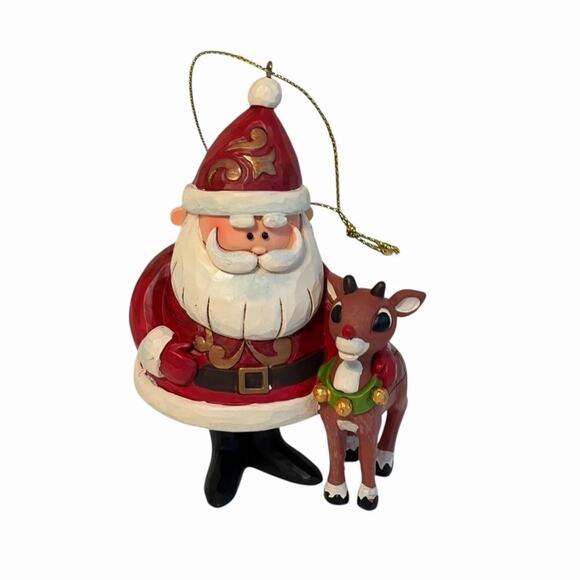 Jim Shore Rudolph the Red Nosed Reindeer & Santa Nose Lights Up Traditions TV - Picture 7 of 9